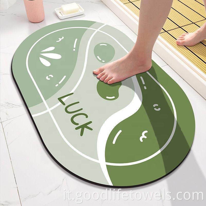 Anti Slip Rubber Diatomite Bathroom Rug Bath Mats